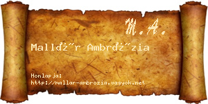 Mallár Ambrózia névjegykártya